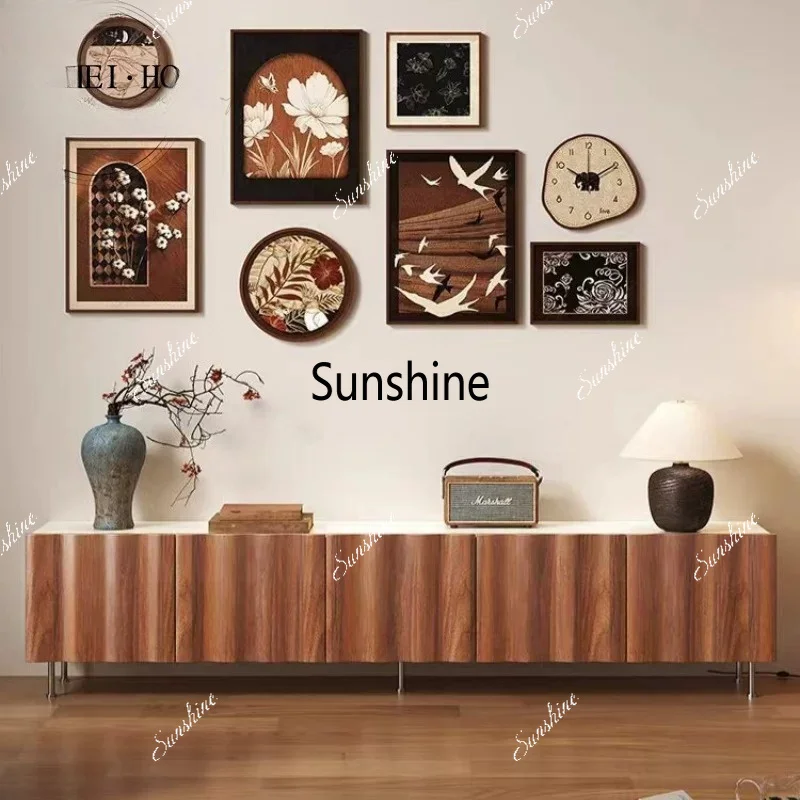 

Nordic retro walnut TV, simple floor cabinet, small apartment wabi-sabi
