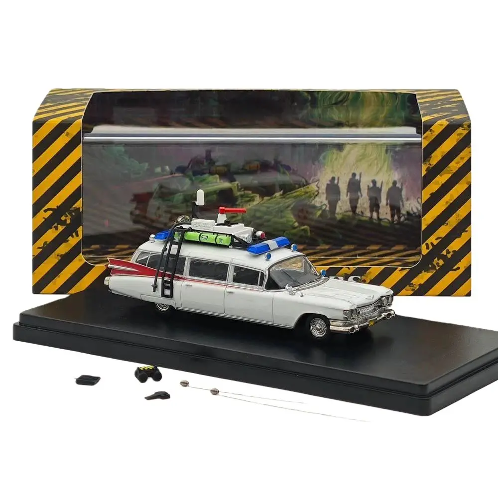 YS 1:64 Ghostbusters Ecto-1 Druckgussmodell Minicar White Limited Sammlerstück