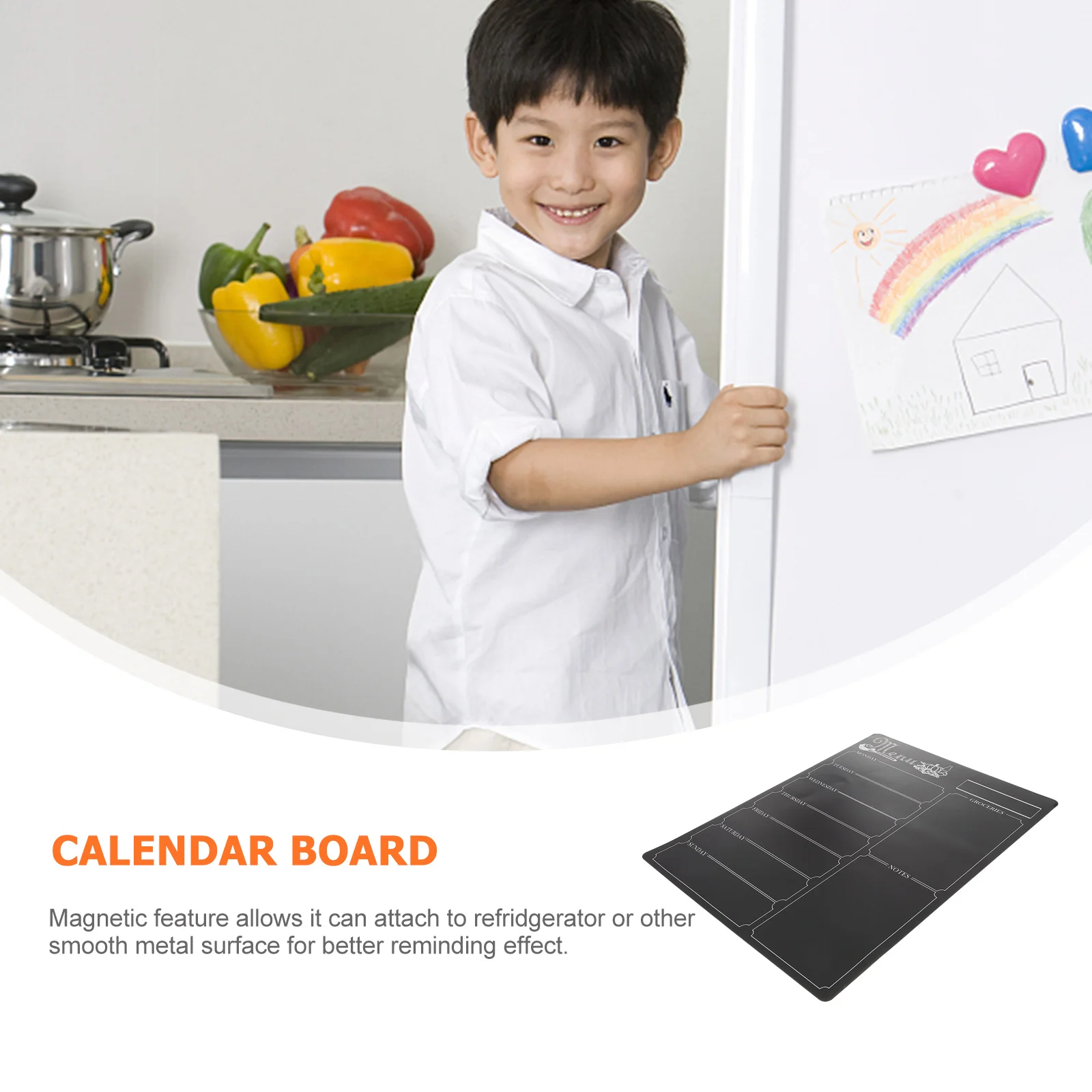 Reusable Weekly Schedule Planner Refrigerator Chalkboard Note Calendar Dry Erase Magnetic Board Organizer Menu Board (Black)