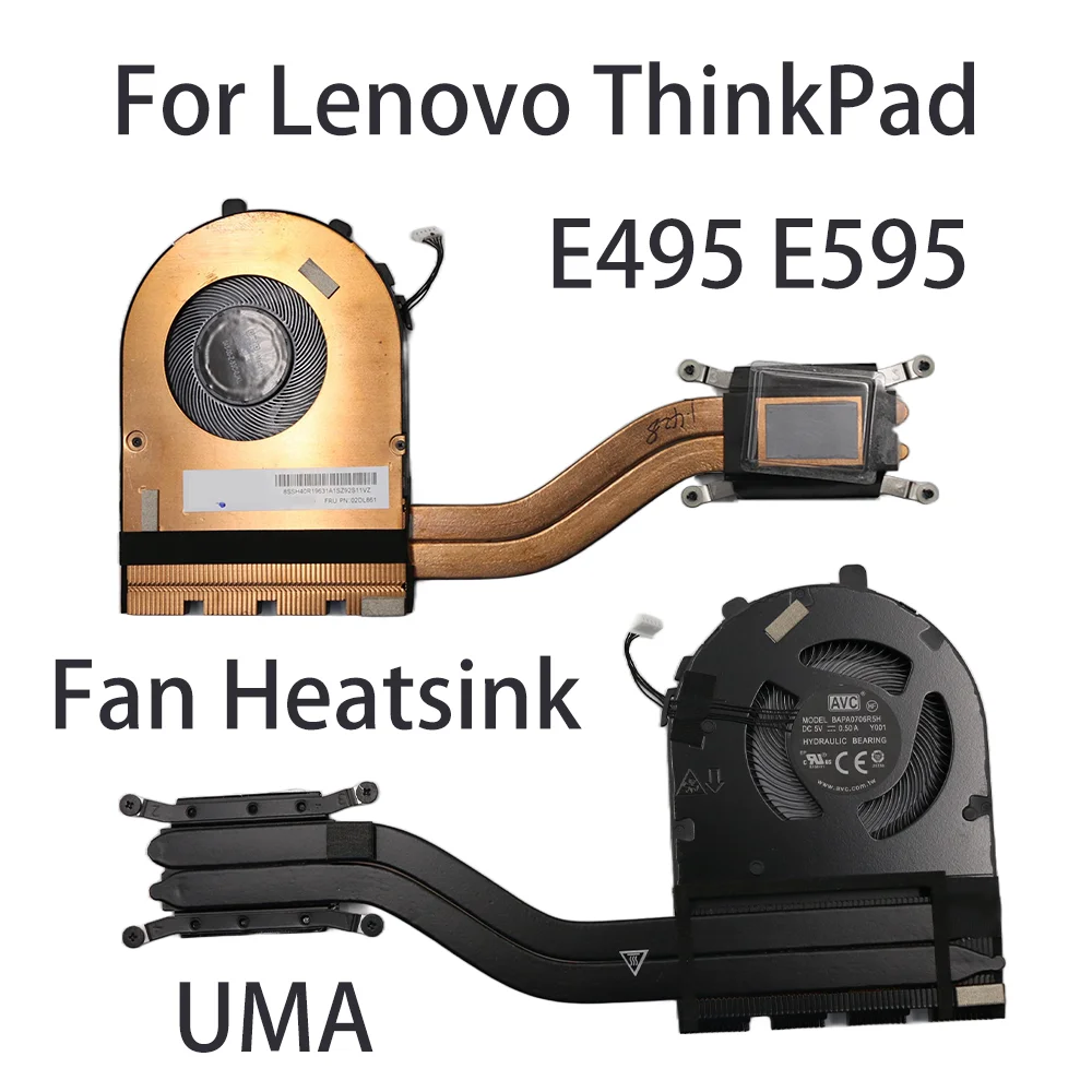 Original For Lenovo ThinkPad E495 E595 Laptop Fan Heatsink CPU Cooler Cooling FRU:02DL862 02DL861 UMA