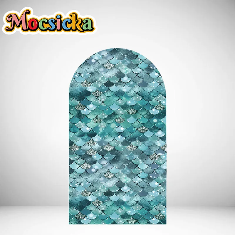 Mermaid Arch Cover Backdrop Scales Shiny Doubleside Photography Background Wedding Birthday Party Decoration Custom Backdrops