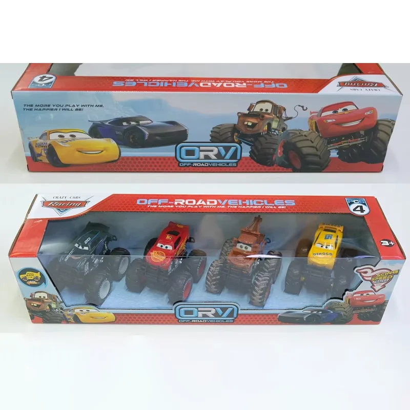 

4 шт./компл. Pixar Cars Off Road Vehicle Pullback Cars Lightning Mcqueen Mater из сплава/пластика, набор автомобилей для детей и мальчиков, рождественский подарок, игрушка