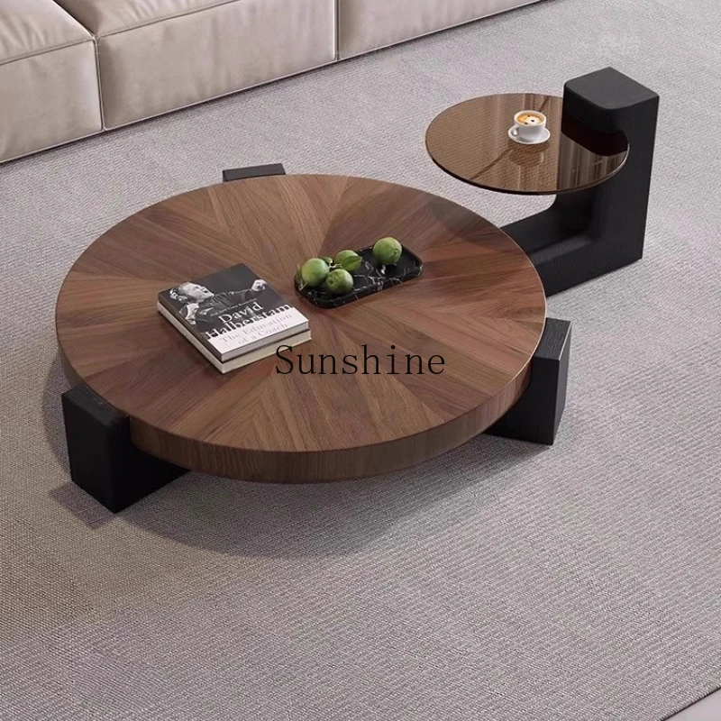 

Italian minimalist small apartment size round coffee table combination