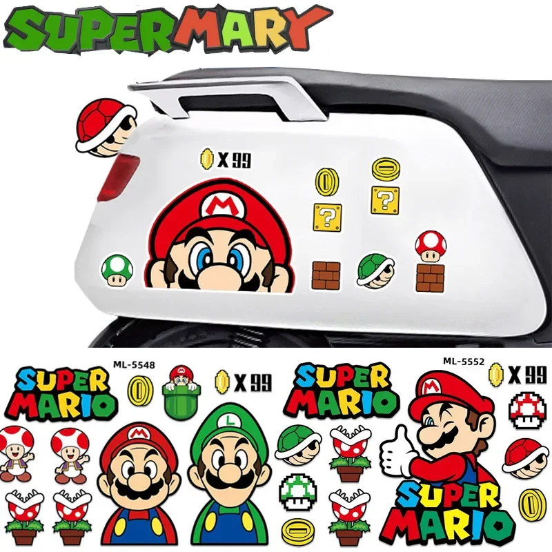 Super Mario Bros Funny Car Stickers Custom Scratch Stickers Cartoon Body Stickers Electric Waterproof Auto Tank Car Sticker New