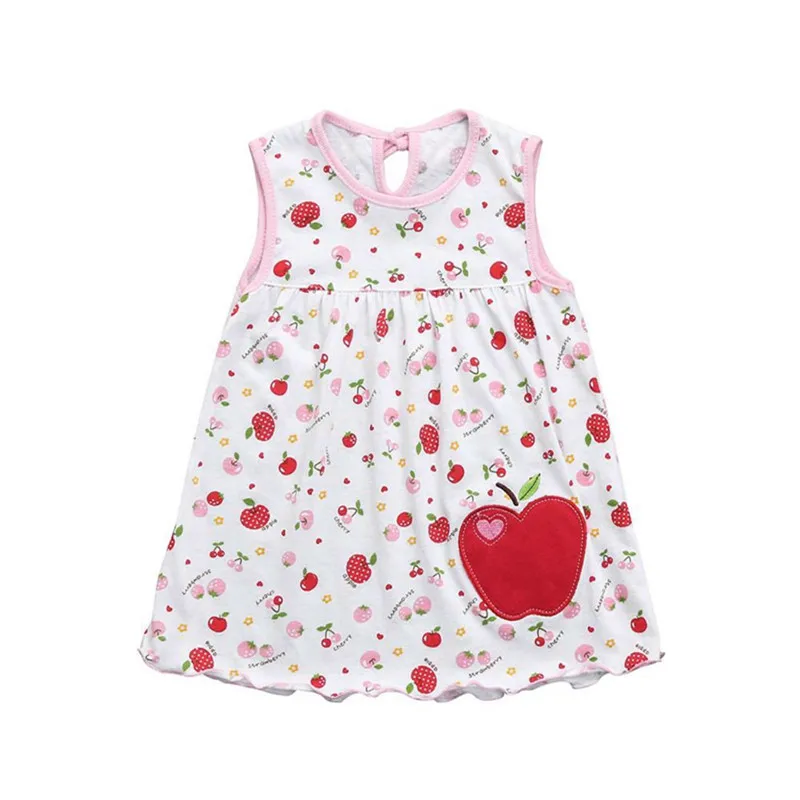 1/2Pc Random Color Baby Girls Summer Cartoon Sleeveless Dress Pure Cotton Dress 0-12Months