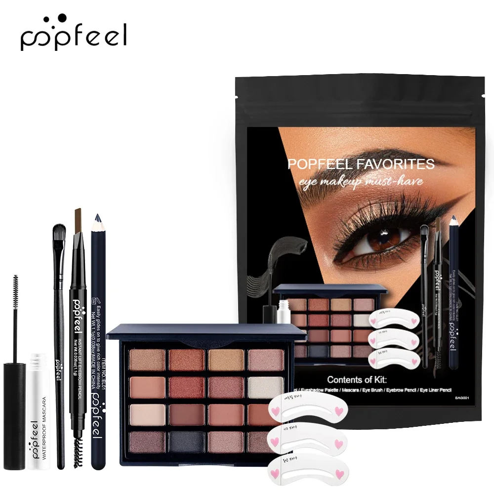 POPFEEL Augen-Make-up-Set, Make-up-Set, Mini-Make-up-Set, Eey Shadow Palette, Augenbrauen, Mascara, Eyeliner