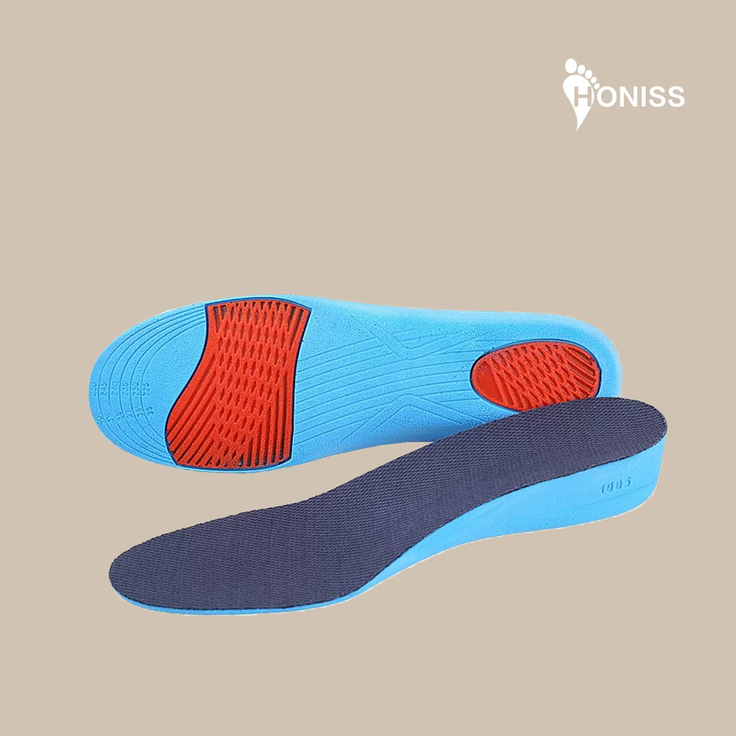 Plantillas invisibles para aumento de altura para hombre y mujer, almohadilla transpirable con absorción de impacto para el cuidado de los pies, color azul