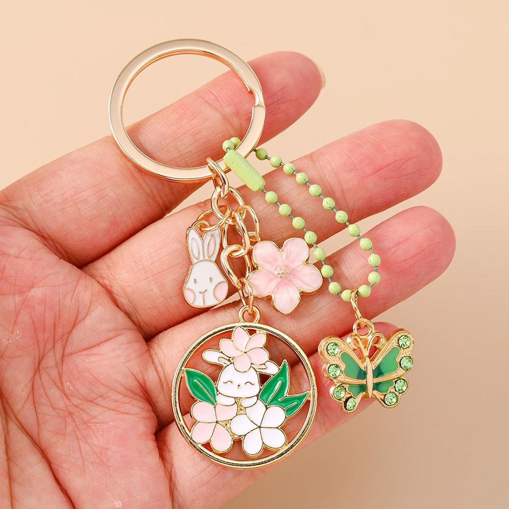 

Aihua Cute Pretty Flower Butterfly Keychain Animal Key Rings Pendants for Women Girls Handbag Accessories Y2K Jewelry Gifts