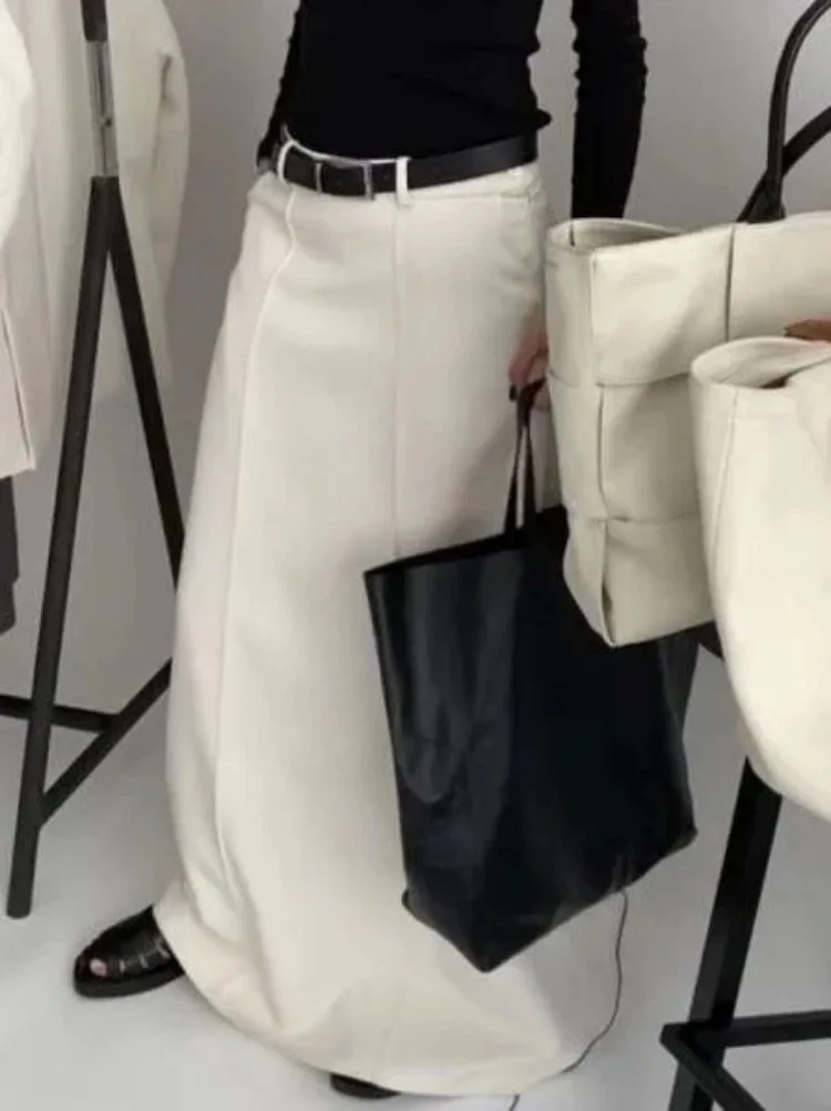 UOOZEE Office Lady Formal Solid Color H-line Skirts 2026 New Spring Summer High Waist Casual Elegant Long Skirt For Women