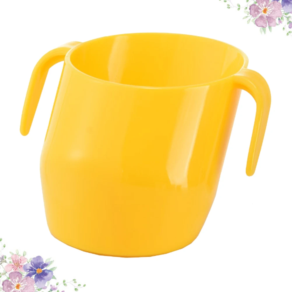 

1pc Children Drinking Water Training Cup Premium Material Ergonomic Design Portable Double Handle For Toddler Baby Kids Slanted