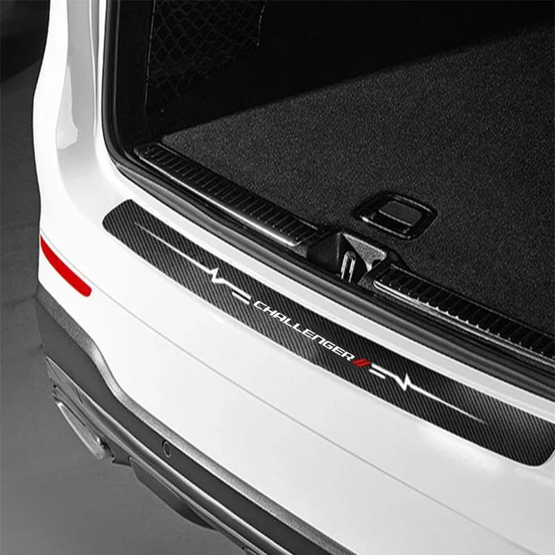 for Dodge Challenger Logo Car Door Sill Trim Anti Kick Guards Pedal Stickers Trunk Threshold Protective Decals Stickers