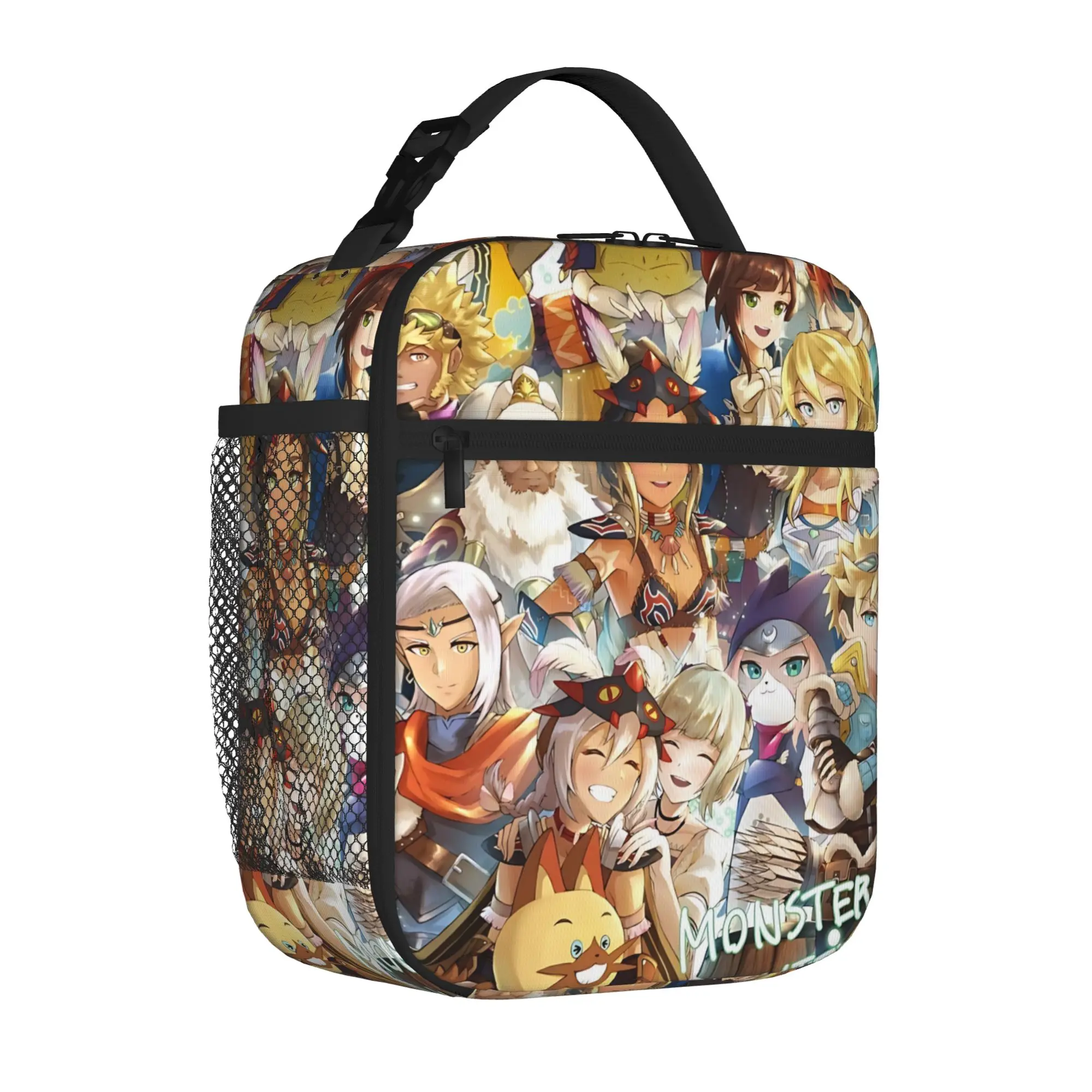 1 Piece Zipper Closure Group Storage Bag Pocket Monster Hunter  School Lunch Food Box Reusable For Lunch Food Bag