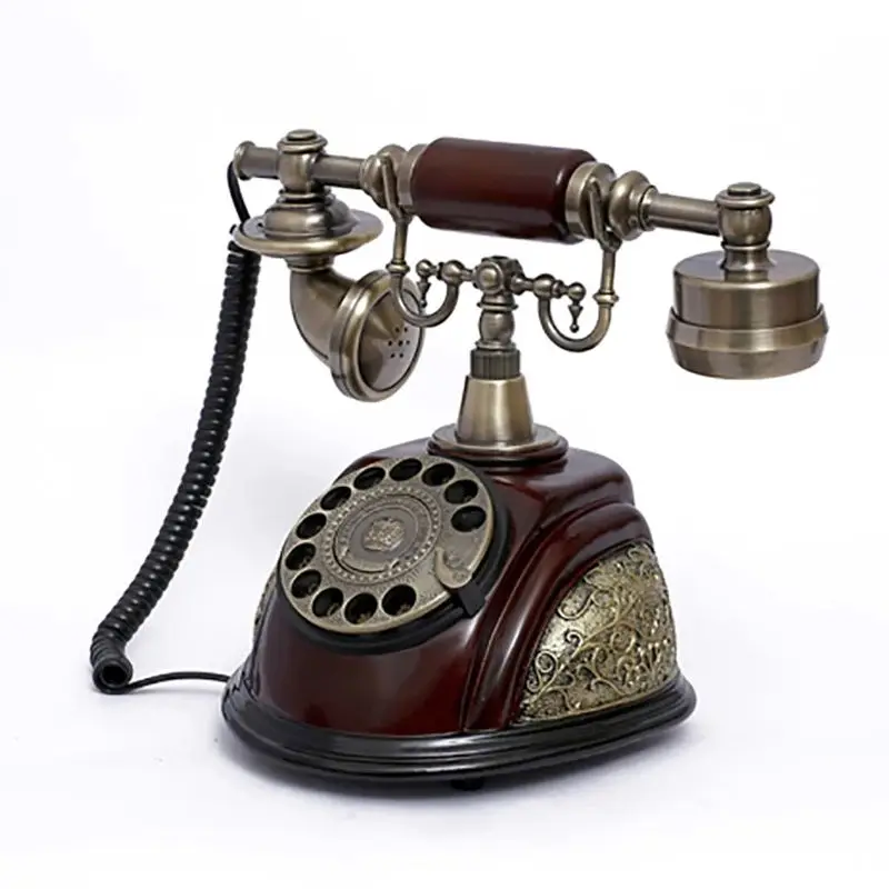 Rotary Dial Telephone Retro Old Fashioned Landline Phones with Classic Metal Bell, Corded Phone with Speaker and Redial for Home