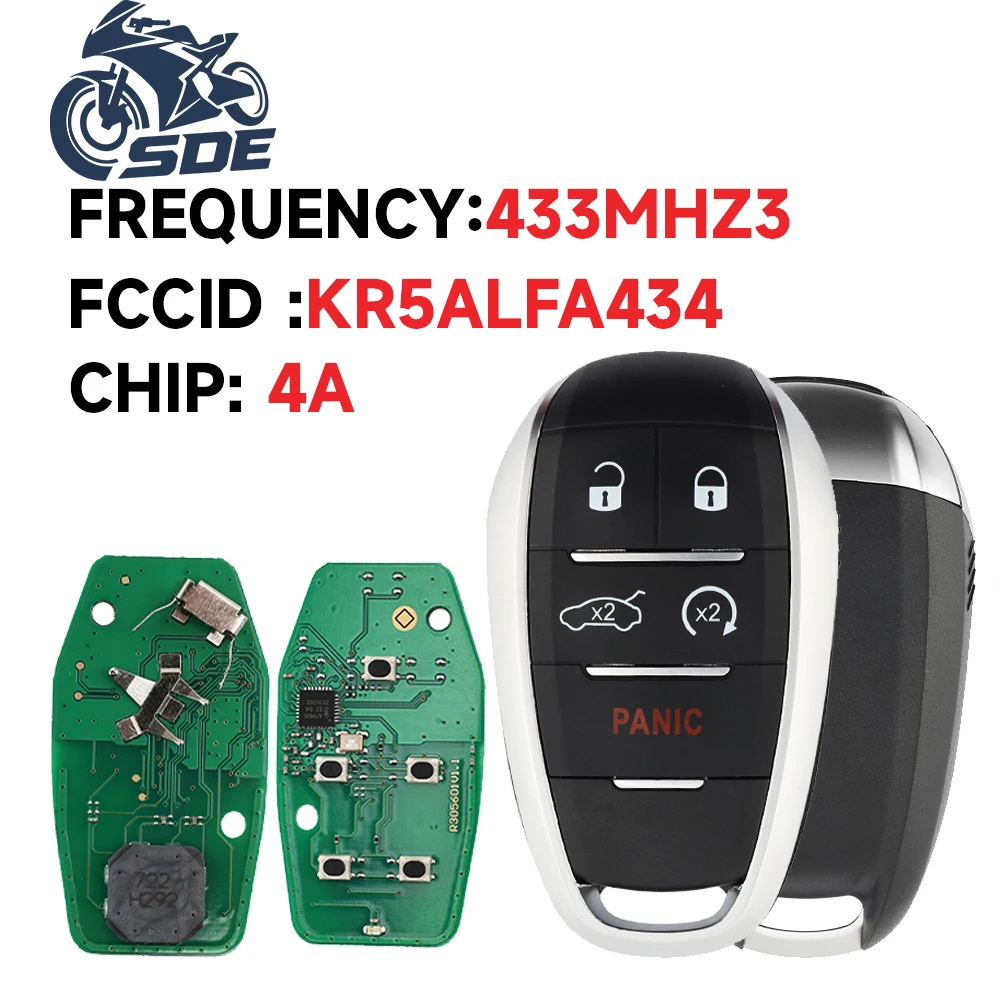 

SDE KR5ALFA434, A2C97635100 433MHz 4A Chip Remote Keyless Smart Key Fob for Alfa Romeo Giulia Stelvio 2017-2020