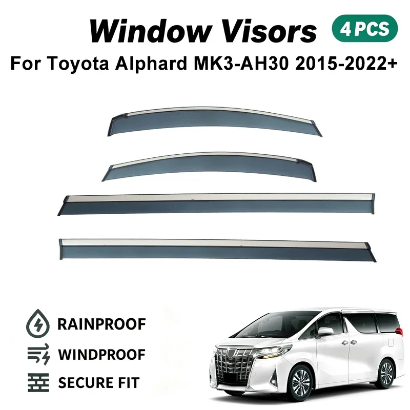 For Toyota Alphard MK3-AH30 2015-2022+ Car Window Visor Awning Shelters Windshield Side Window Rain Sun Shade Auto Accessories