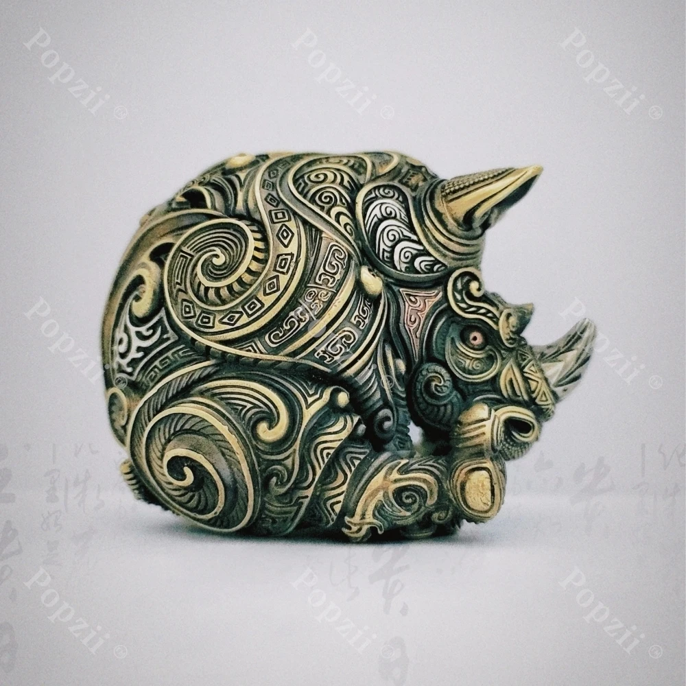 LEYANG Rhinoceros Brass Carving EDC Table Ornament Adult Sensory Toys Cool Gadget