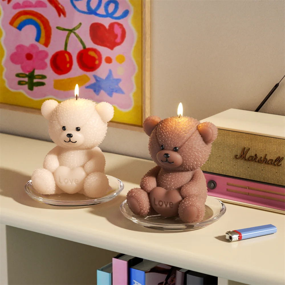 

Силиконовые формы Ncicole, свечи, сделай сам, 3D Snuggleheart, медведь, формы для свечей, принадлежности для изготовления свечей