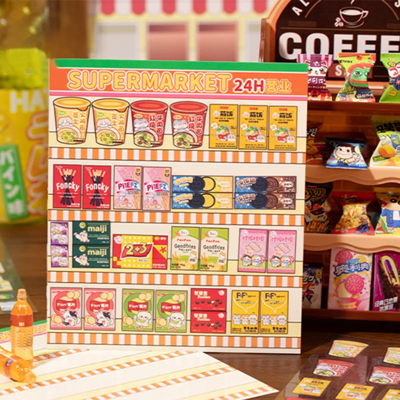 Mr. Paper 24 قطعة من كتاب ملصقات Kawaii PET، ملصقات مشهد ثلاثية الأبعاد لطيفة لتزيين مخطط القصاصات والمجلة