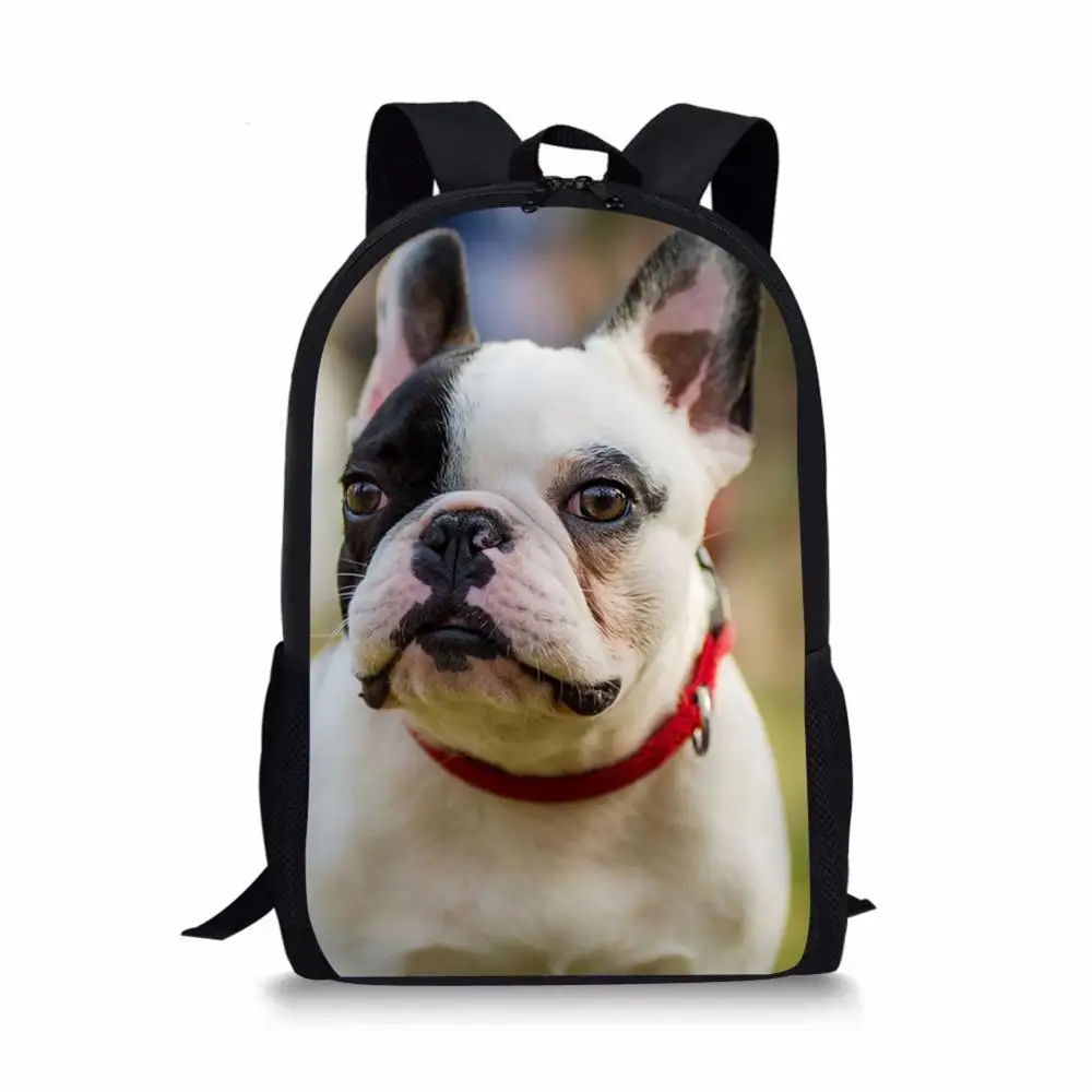 Tas sekolah Gambar bulldog kecil lucu ransel perjalanan pola hewan Kawaii tas punggung sekolah anak laki-laki perempuan balita tas buku anak-anak