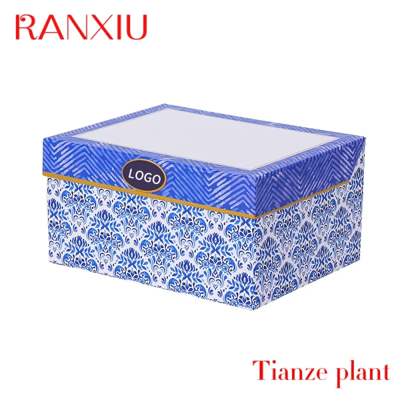 Custom Custom luxury blue paper packing gift box high quality cardboard folding gift box gift boxes for present flip top cardboa