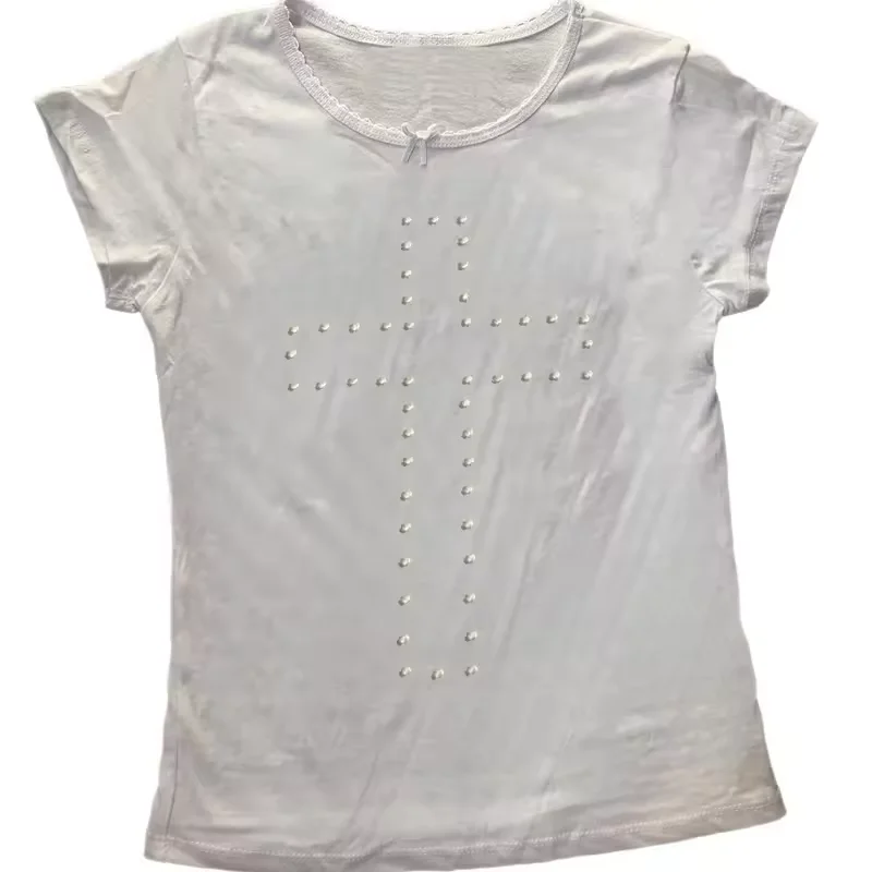 Woman Clothes Vintage Women's 2000s Y2k Tops Corset Emo Summer Aesthetic Women's Blouses Harajuku With RhinestoneCrop Top