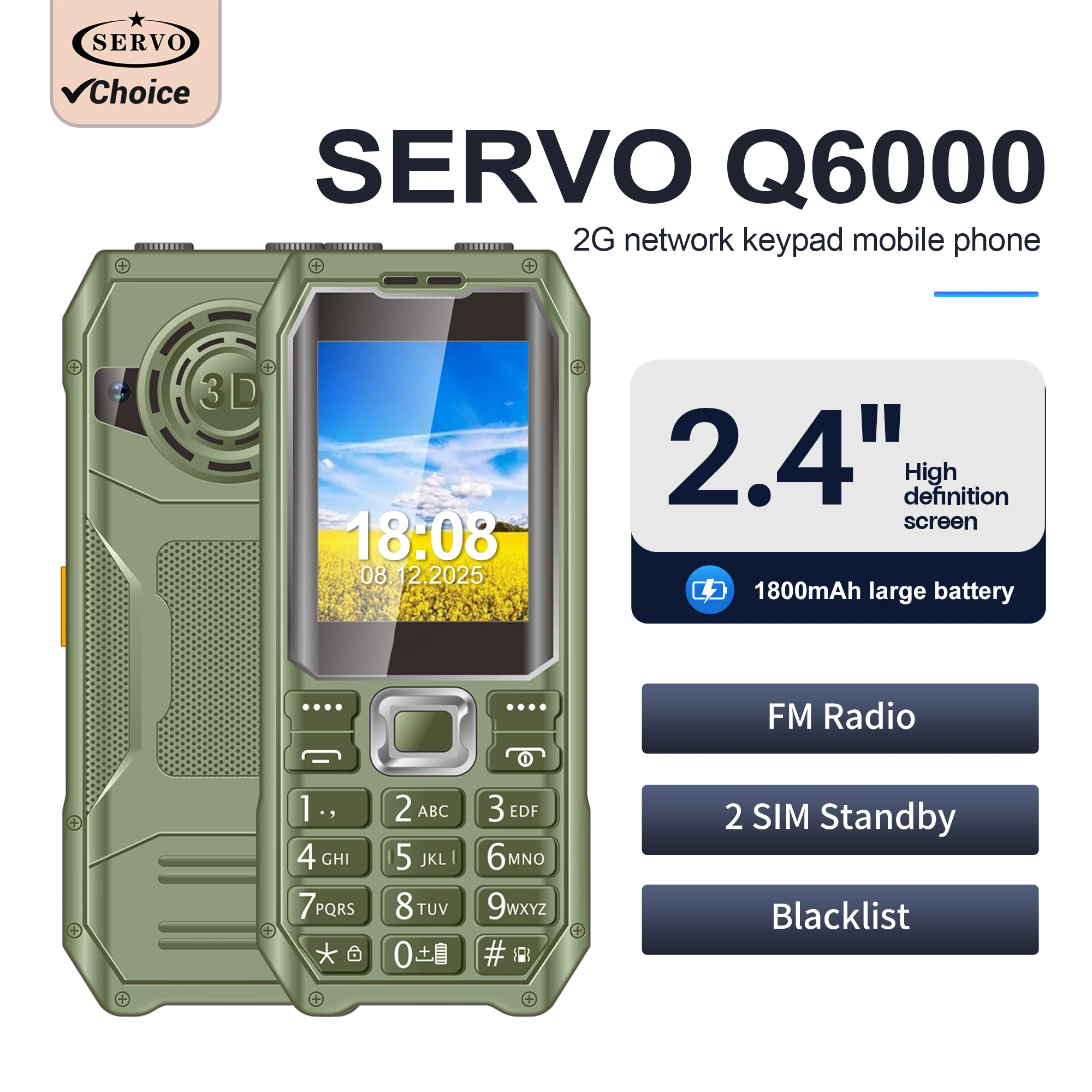 SERVO Q6000 2G Senior Feature Phone 2.4