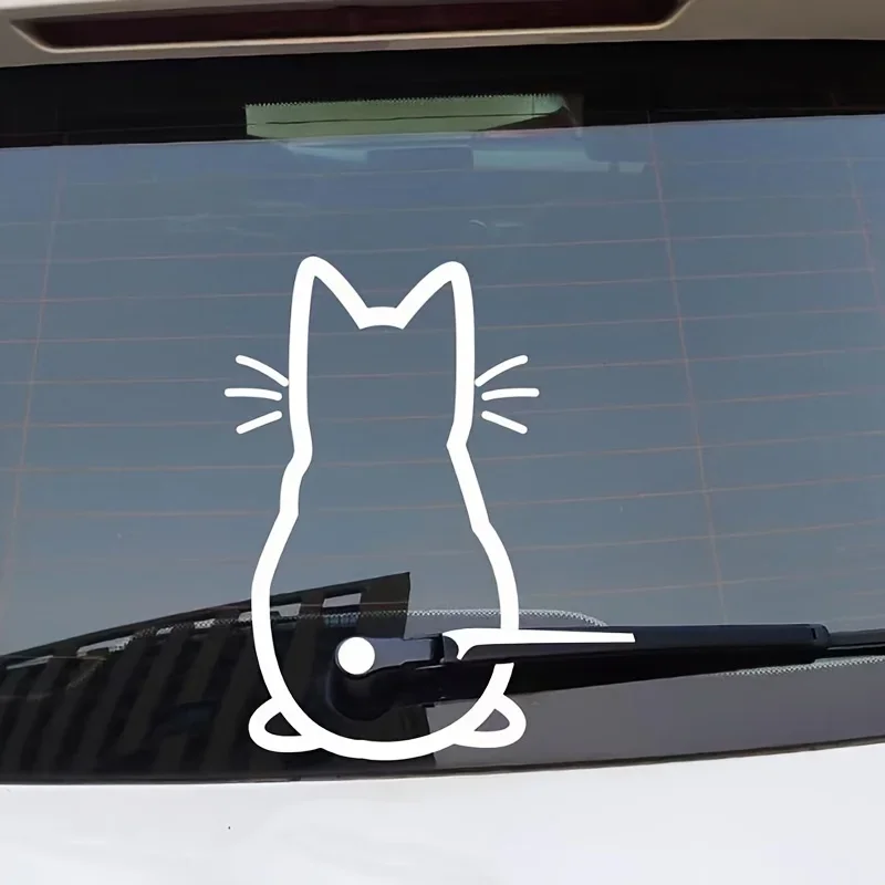 1pc Adorable Cat Wipers Car Decals, Window Door Outdoor Car Funny Stickers, Car Stickers