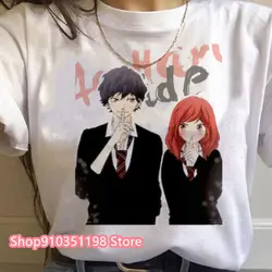 Japanese Cartoon Ao Haru Ride Graphic Print Women T Shirts Summer Streetwear Funny Anime Casual Loose Couple Short Sleeve Tops