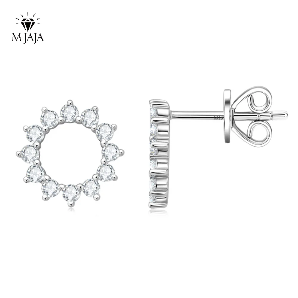 

M-JAJA 100% Diamond Tested 0.48CT Moissanite Stud Earrings for Women 925 Sterling Silver Earrings Wedding Party Fine Jewelry