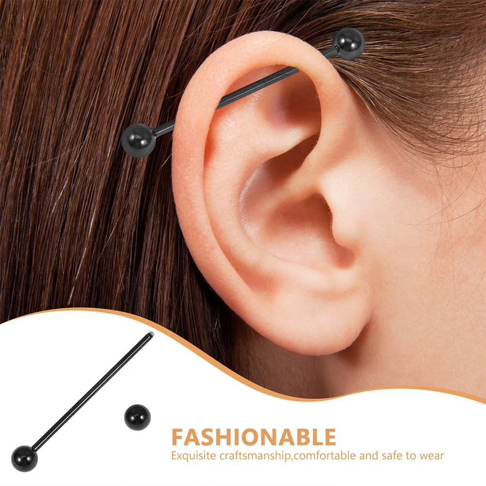 2 قطعة الفولاذ المقاوم للصدأ مطلي الأذن الغضروف إبرة طويلة الصناعية الحديد أقراط موضة ثقب المجوهرات للنساء #2