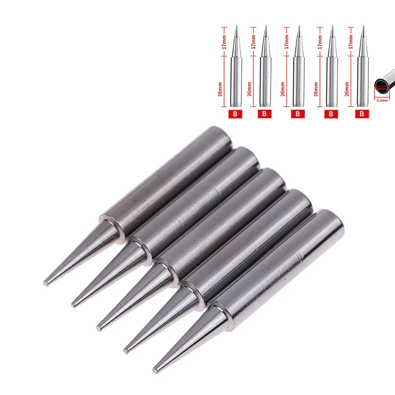 Soldering Station Accessories: 5pcs Set of 900M-T-B Solder Iron Tips, Lead-free and Made from Pure Copper