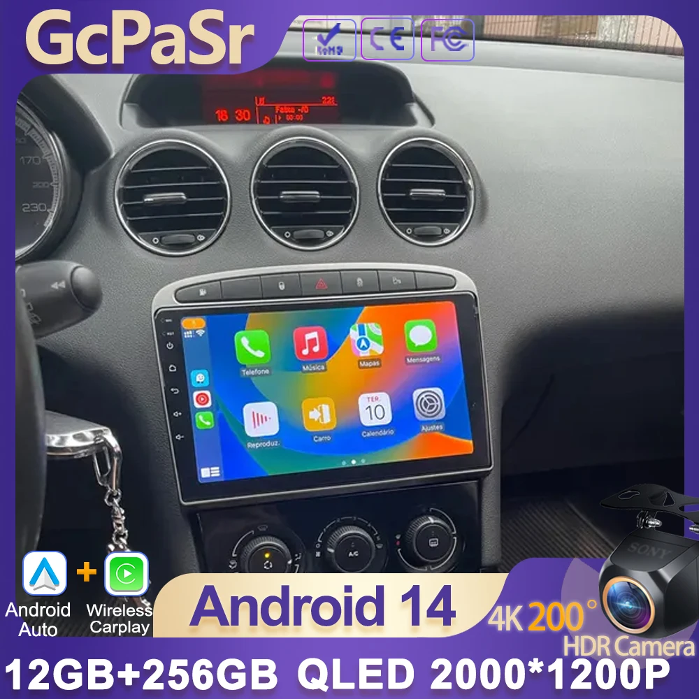 

Car Radio Android 14 For Peugeot 308 308SW 2007-2015 Peugeot 408 2012-2020 wireless CarPlay Android Auto Multimedia Navigation