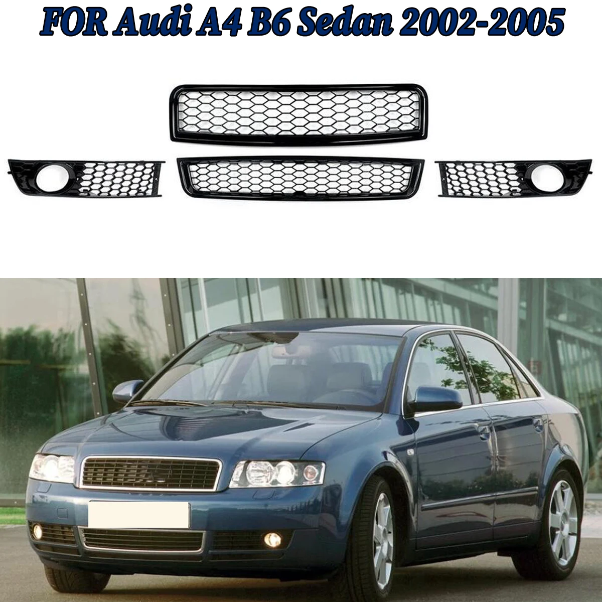 

MAGICKIT черный, подходит для Audi A4 B6 седан 2001-2005 годов, противотуманная решетка, сотовые автомобильные аксессуары, инструменты