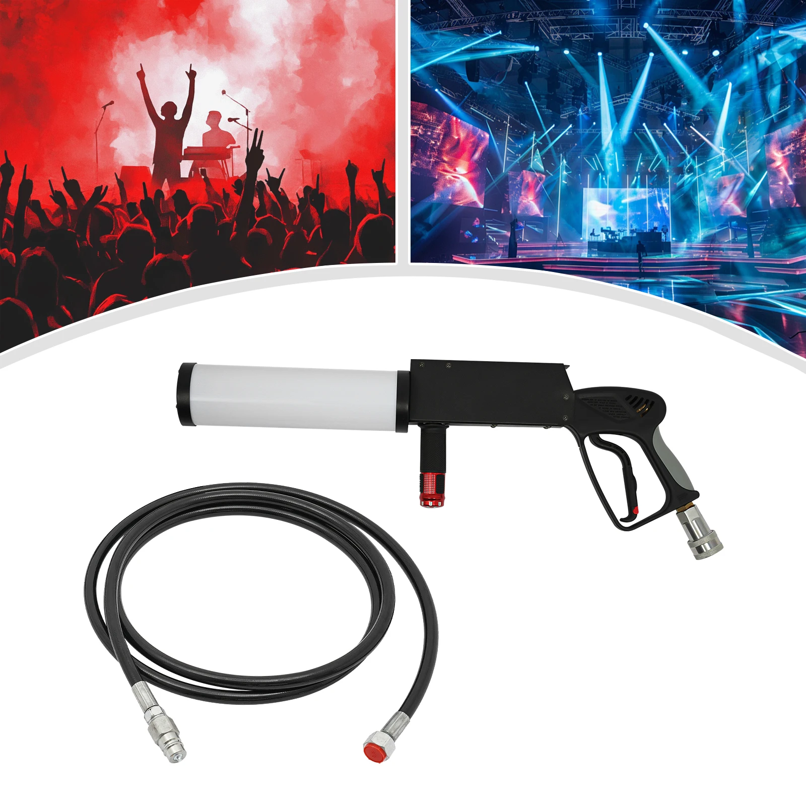 

Aluminum Alloy CO2 Jet Machine,Black Manual LED Co2 Jet Machine Light Red,Green,Blue for Concerts,Stage Performances