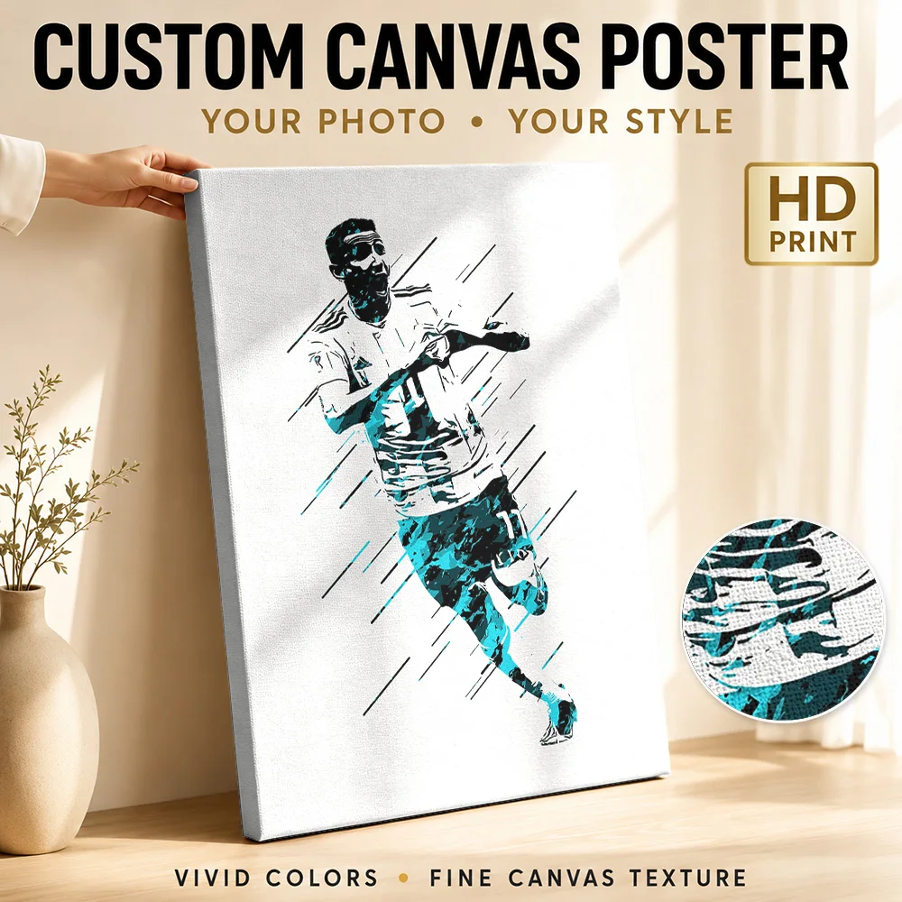 Argentina Soccer Painting Canvas Print Poster Personalized Sports Portrait Wall Paintings Decoration for Bedroom Ready to Hang