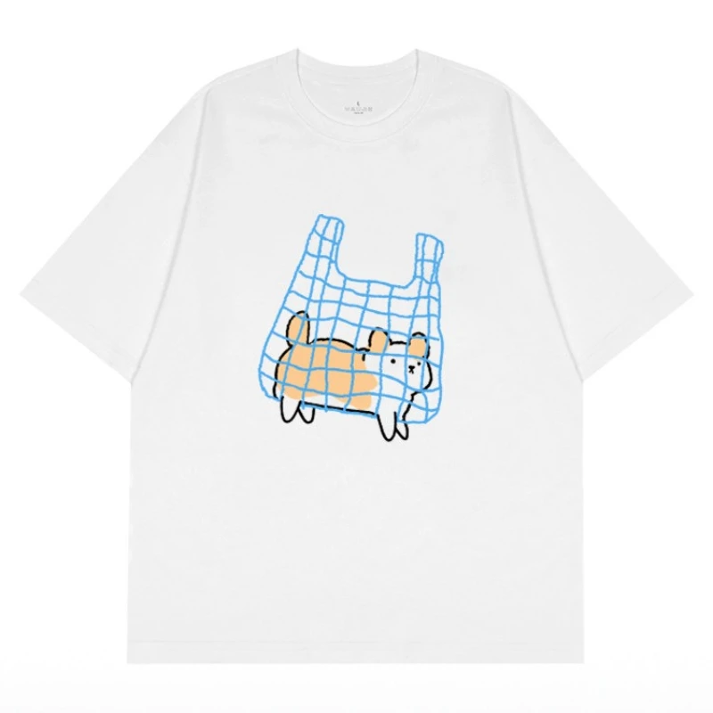 2026 Dog's Fun Hand-drawn Short-Sleeved T-shirt - Summer Couple's Clothing - Loose American Style