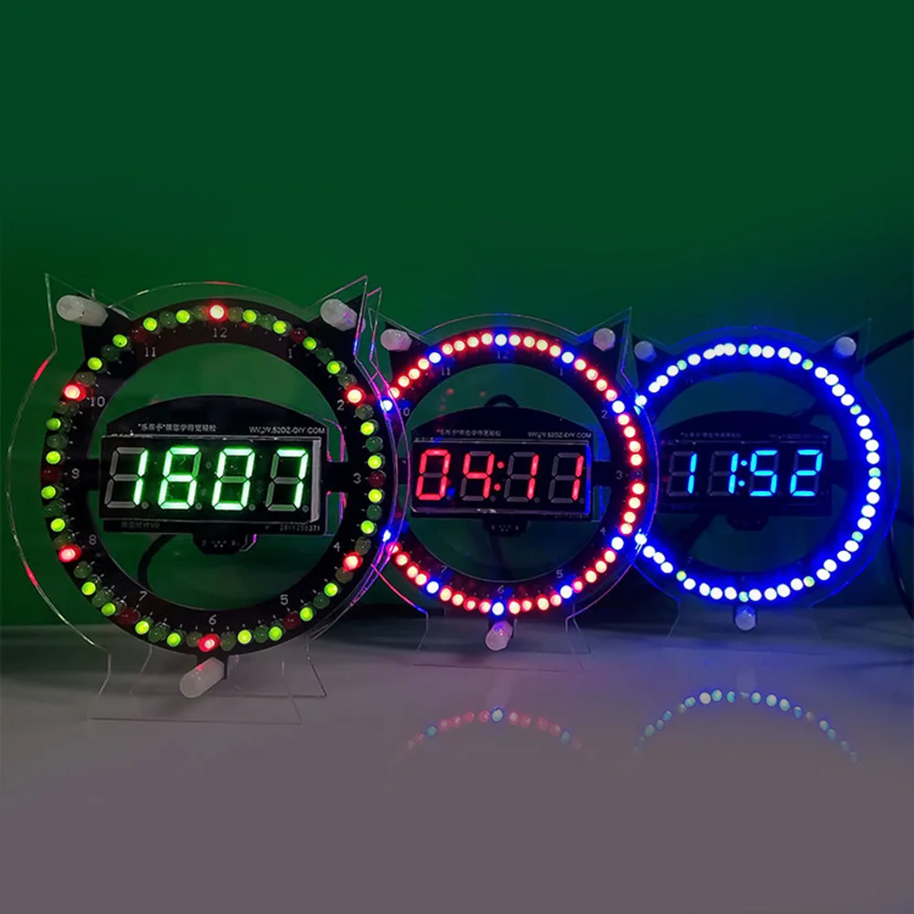 LED Fun Alarm Clock DIY Electronic Soldering Kit Multi-Function Clock Creative Light Control Temperature Assembly Welding Kit