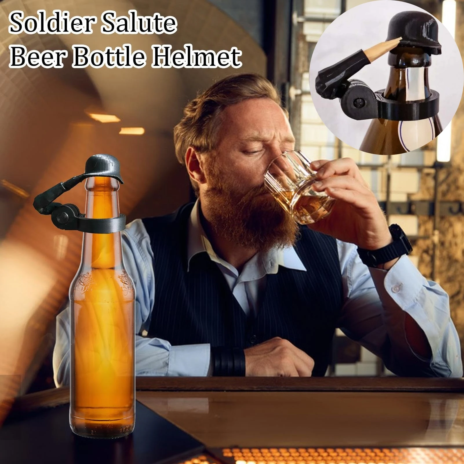 Tappi per bottiglie di birra Soldier Salute, Birra Soldier Salute, Caschi per bottiglie di birra, Tappi riutilizzabili per bottiglie, Tappi decorativi per bottiglie di birra per veterani e soldati in servizio attivo