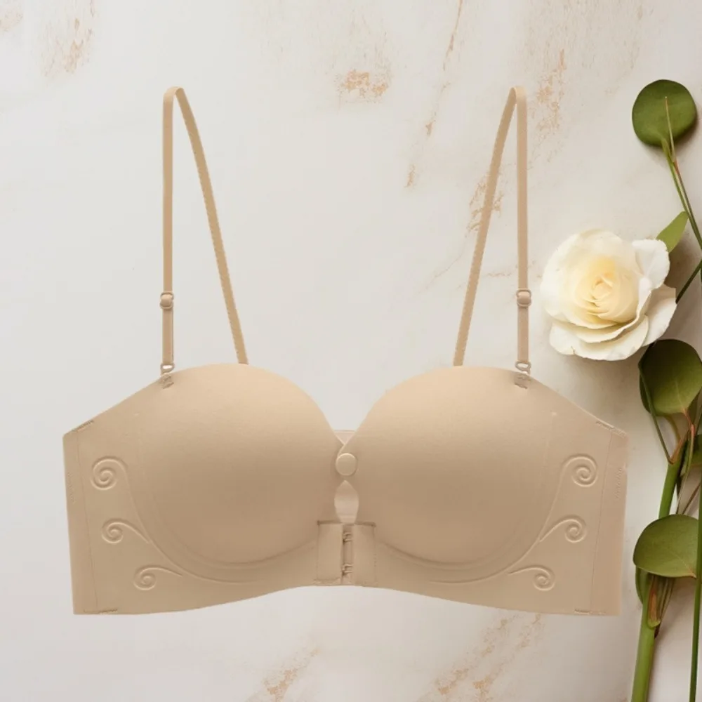 

Wrap the Chest Wireless Deep V Bra Front Buckle Close-fitting Push Up Underwear Traceless Anti-sagging Seamless Bras Running