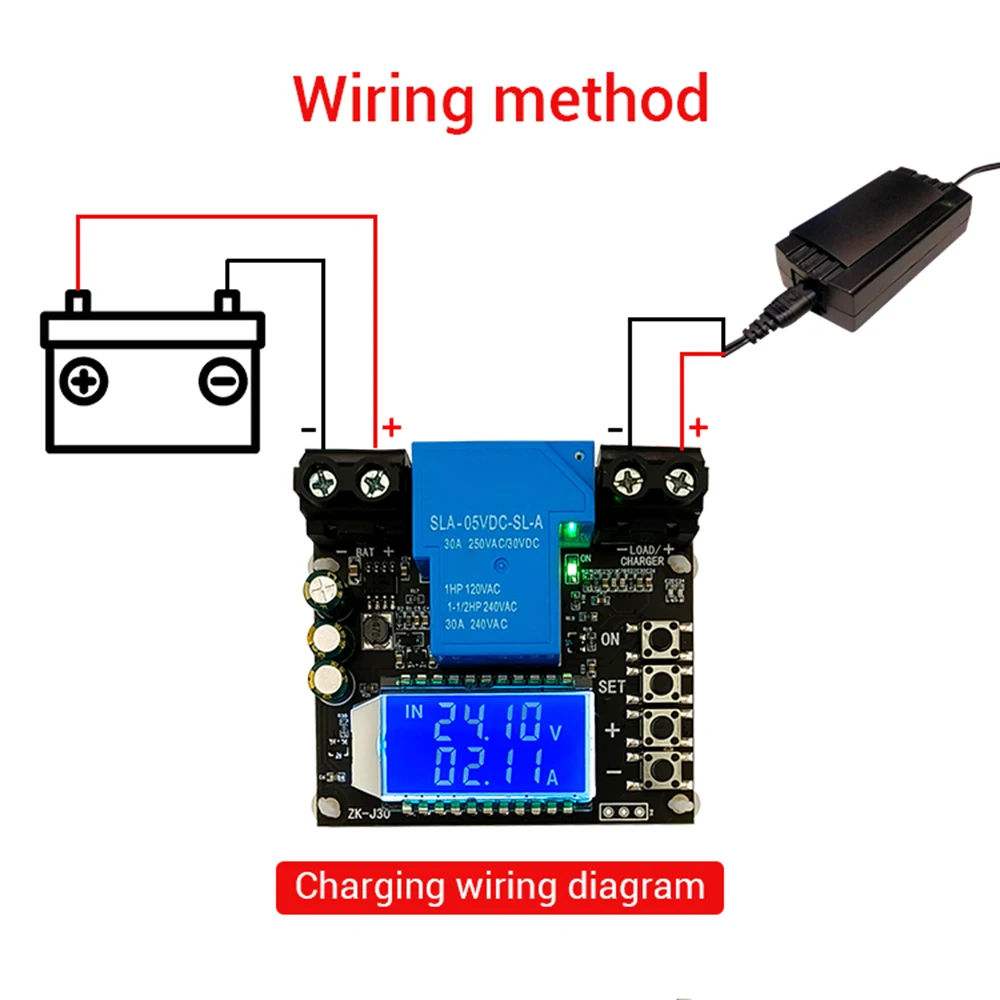 ZK-J30 DC6-60V 30A bateria moduł kontroli ładowania pełna moc wyłączona napięcie prądu stałego ochrony pod ochroną przed utratą napięcie zasilania
