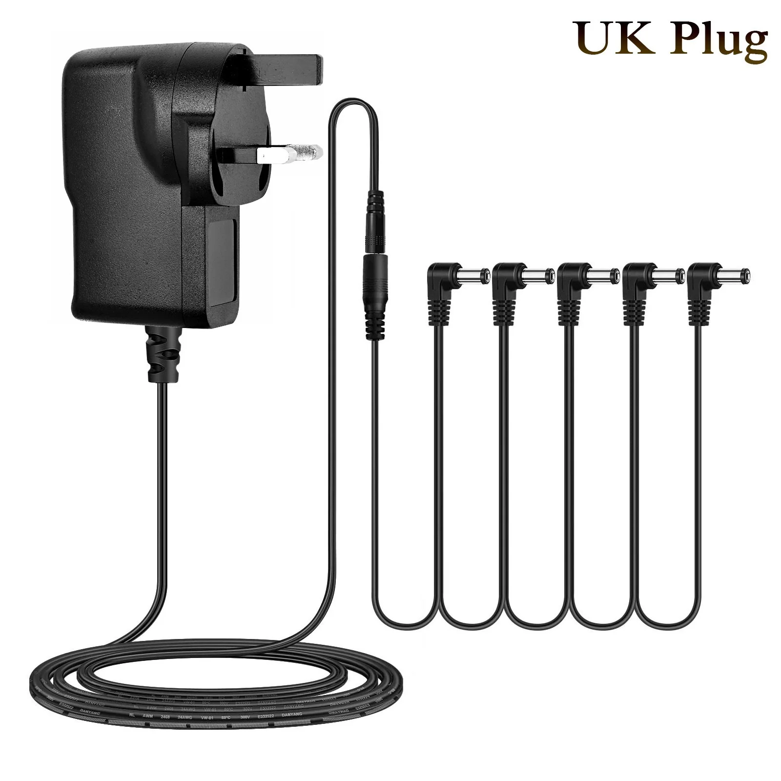 Gitarrenpedal-Stromversorgungsadapter 9V DC US UK EU Stecker & Minus 5-Wege-Daisy-Chain-Kabel Kompatibel mit den Meisten Gitarrenpedalen – Detail 4