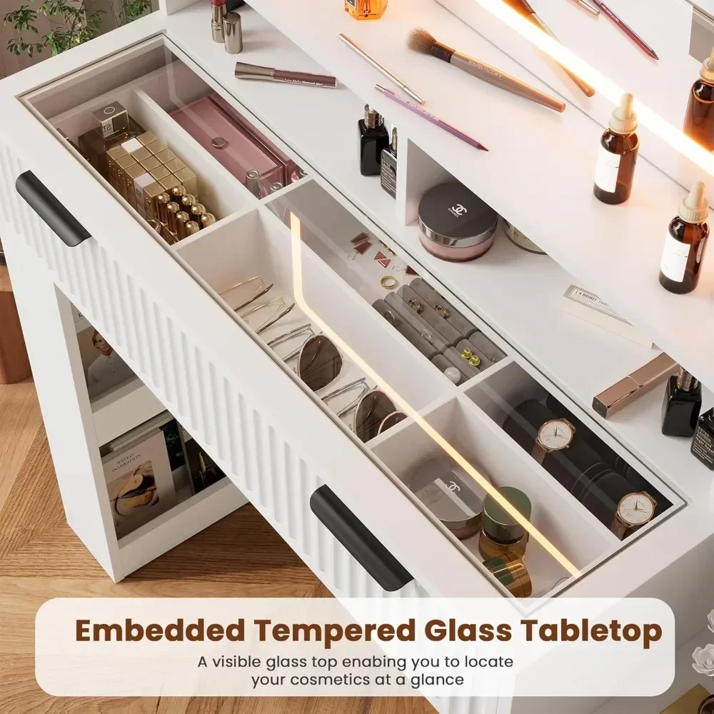 

BestsellerBestsellerilluminated 48" makeup vanity desk with drawers and charging port