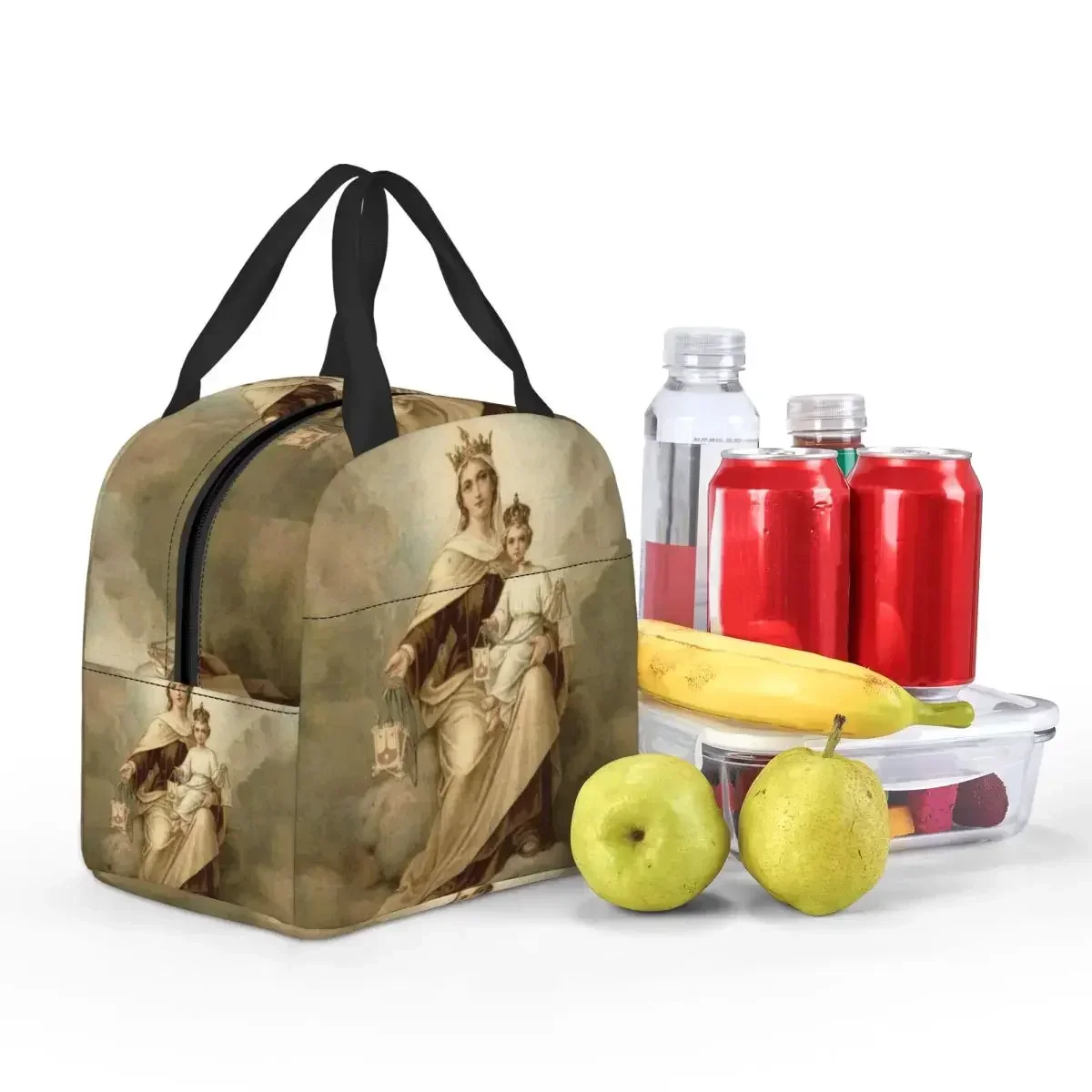 مخصص سيدة جبل الكرمل معزول حقيبة الغداء للعمل مدرسة الكاثوليكية مريم العذراء مقاوم للماء برودة صندوق غداء حراري #6