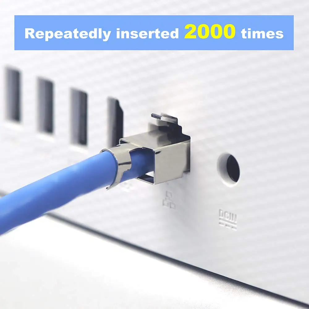 20er-Pack CAT7-geschirmter RJ45-Stecker Cat6A Cat7 RJ45-Modularstecker mit Laststange und RJ45-Zugentlastungsmanschetten Grau 8P8C DY