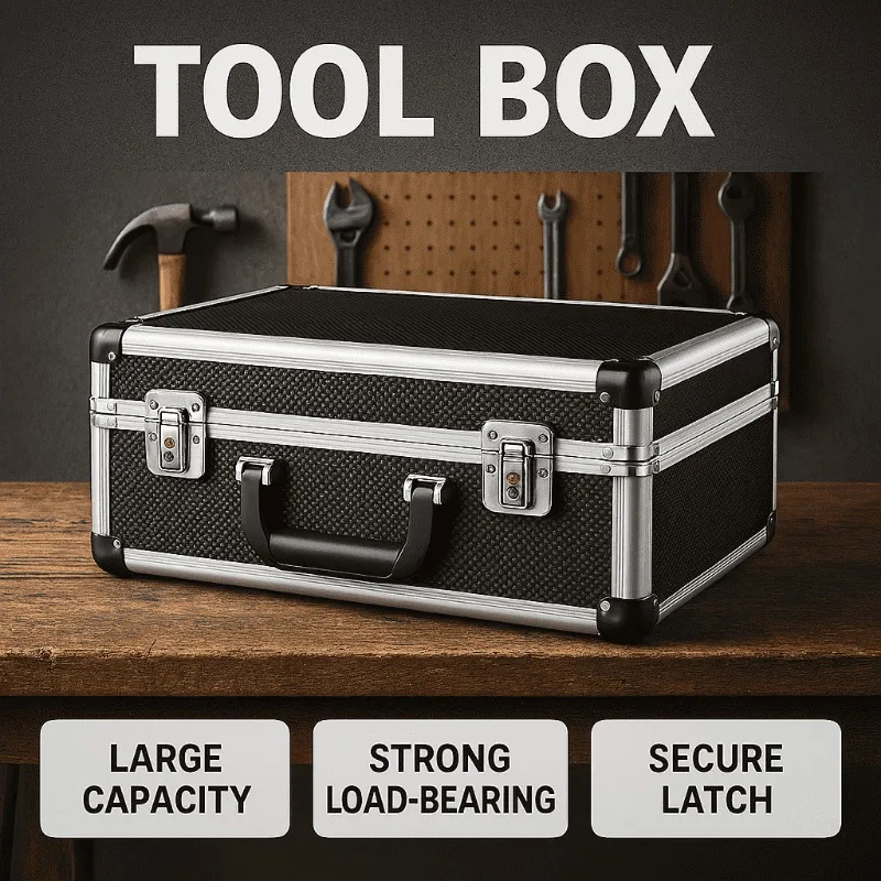

Portable Lockable Aluminum Alloy Heavy Duty Toolbox Secure Storage Case Home Garage Organizer Cajas De Herramientas Toolbox