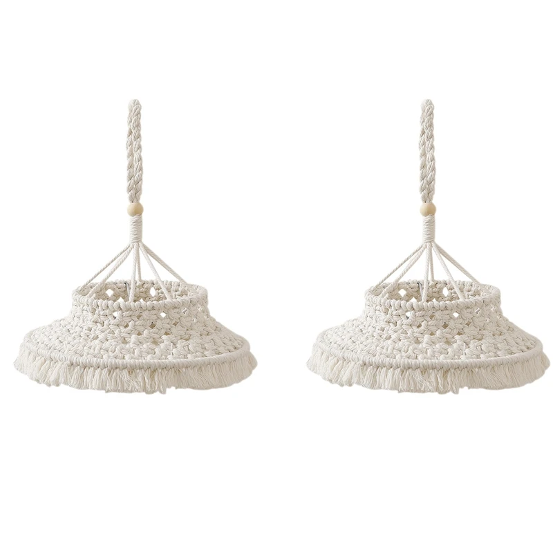

2X Macrame Lamp Shade Boho Hanging Pendant Light Cover Modern Office Bedroom Living Room Nursery Bohemian Home Decor