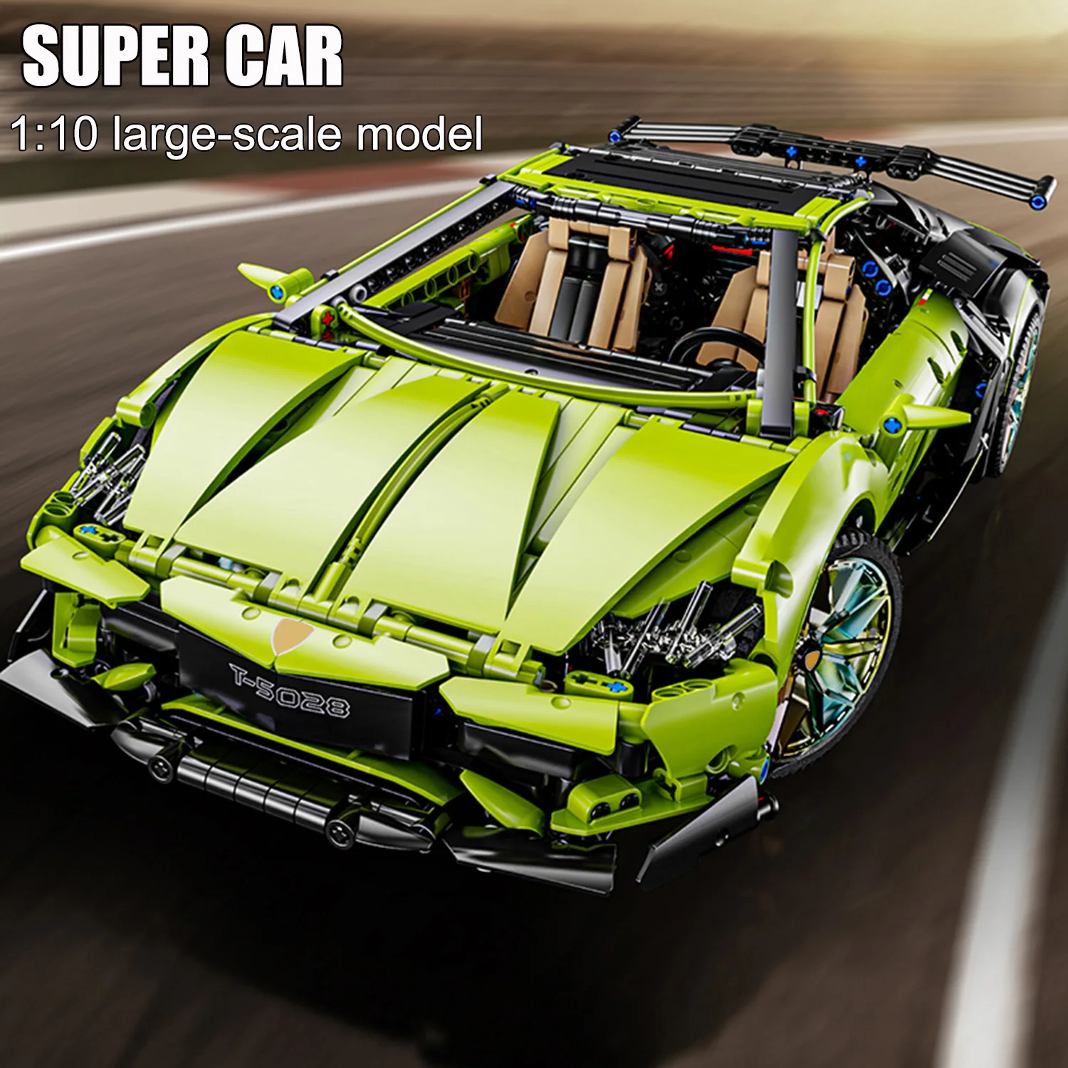 

2209PCS Green Sports Car Building Blocks Toys Model Sports Car Assemble Bricks Toy Sets For Kid Desktop Ornament Gifts