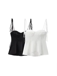 Asymmetric Bustier Tops for Women, Sweetheart Neck, Tied Thin Straps, Side Zipper, Female Camis, Sexy Fashion