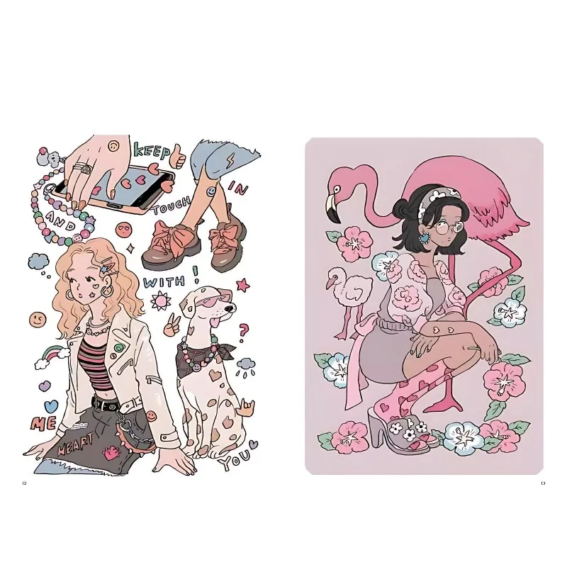 كتاب تلوين الموضة اليابانية الأصلية كتاب تلوين توضيحي عصري ولطيف