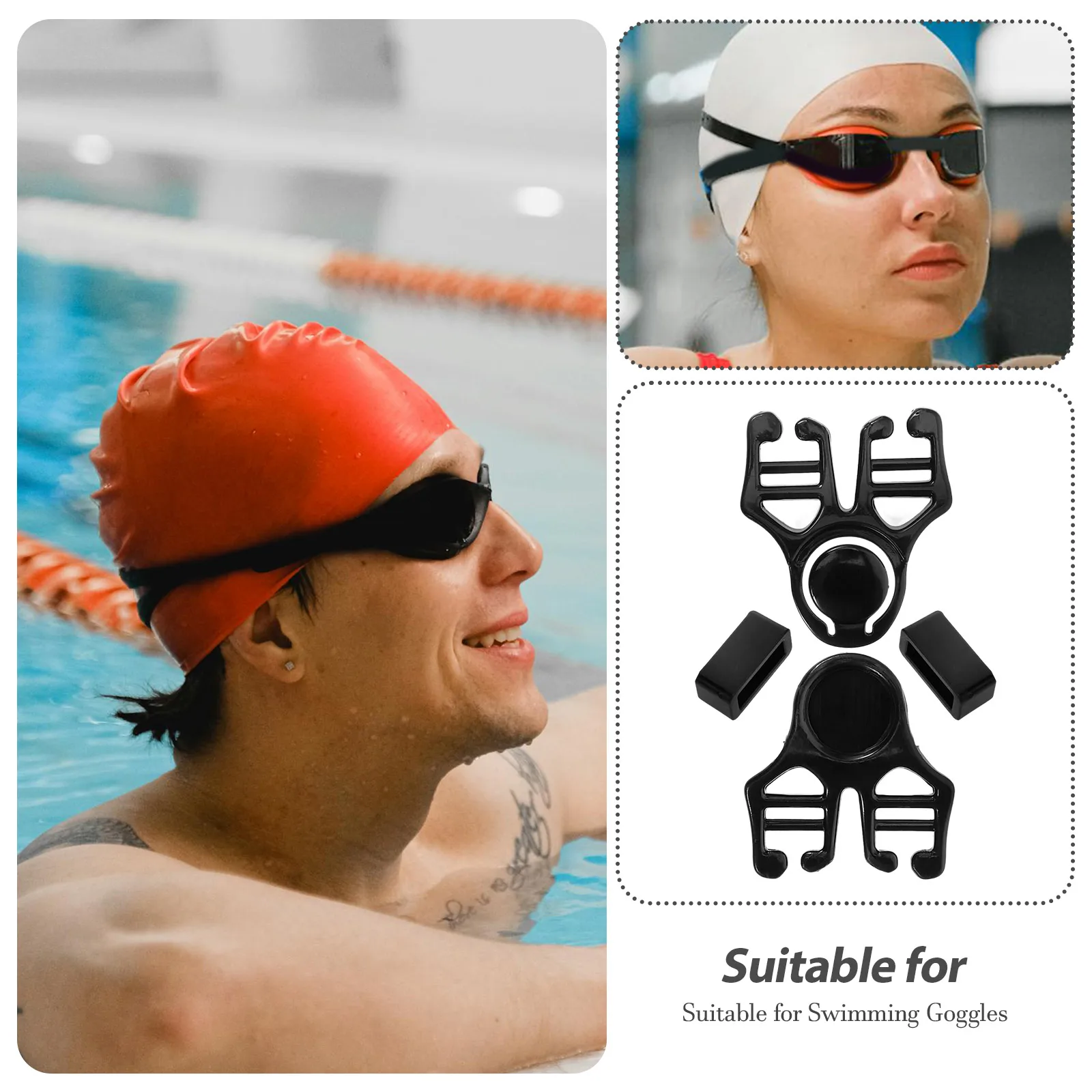 

4 Pcs Goggles Buttons Replacement Plastic Buckle for Head Universal Goggles Buckles Strap Connectors Black Swimming Accessories